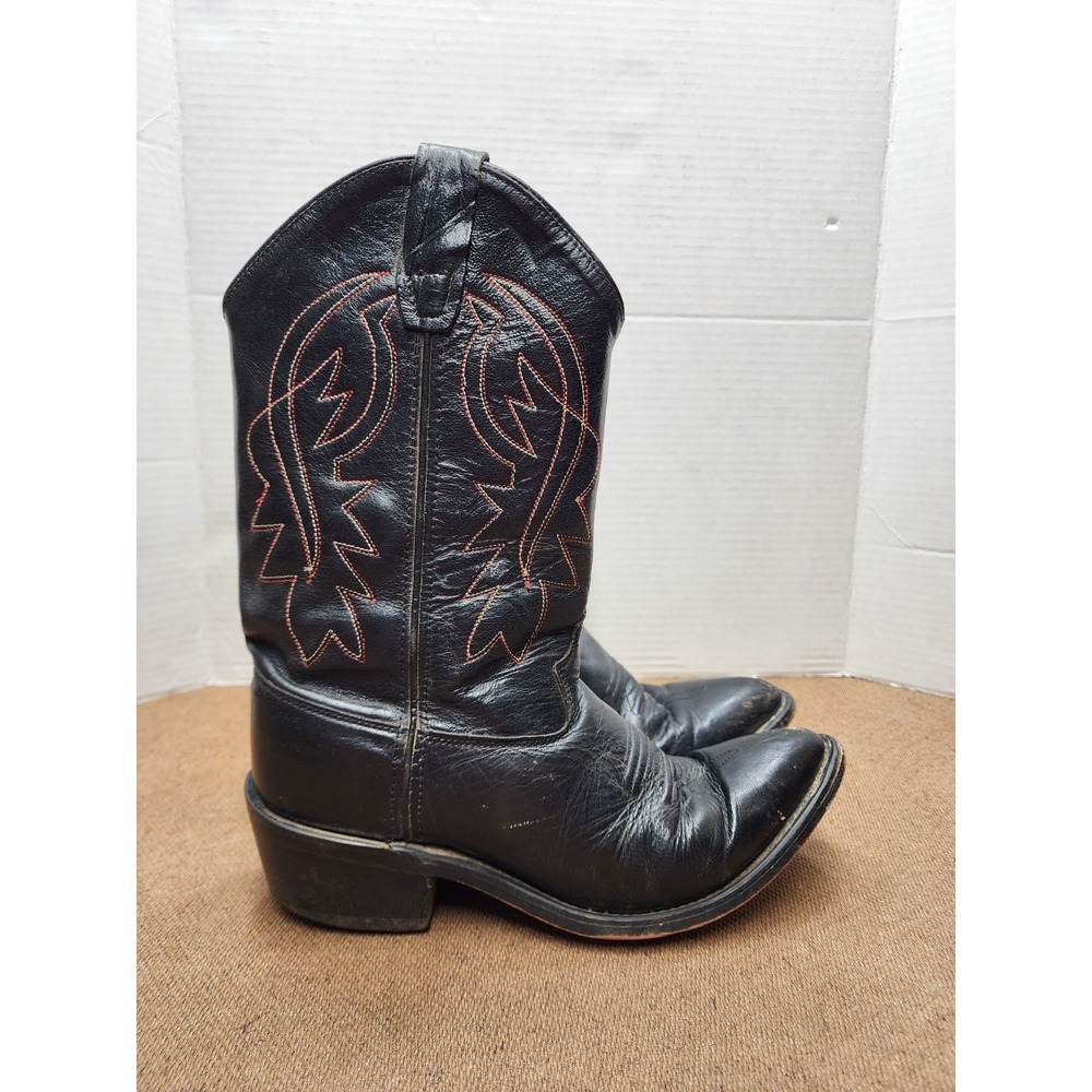 OLD WEST Girl's or Boy's Cowboy Leather Boots Size 6